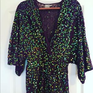 Asos purple sequin kimono dress